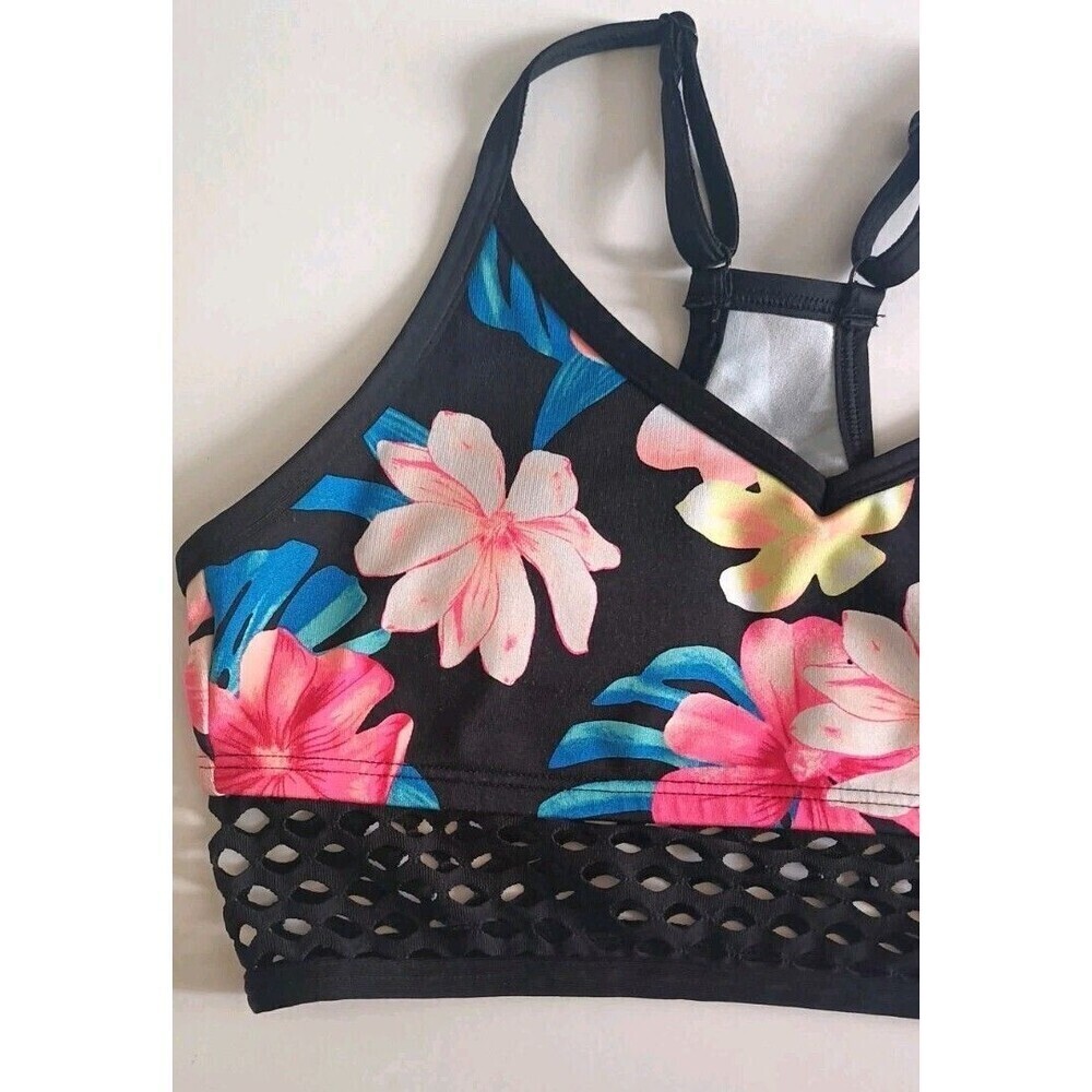 Victoria's Secret PINK Ultimate Sport Bra Size Small Floral Logo Print Wireless - Picture 5 of 5